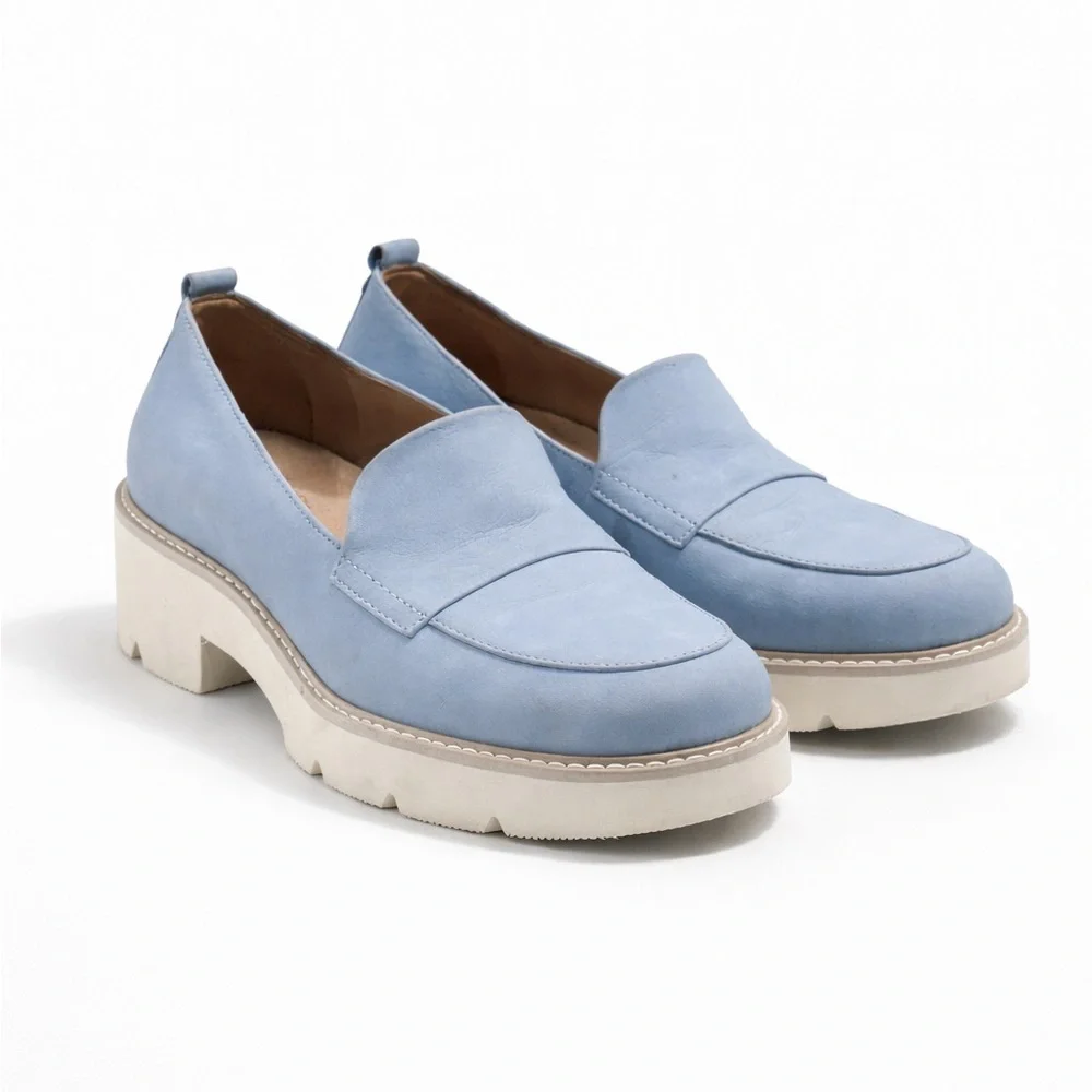 Naturalizer Blue Platform Chunky Loafers Size 7
